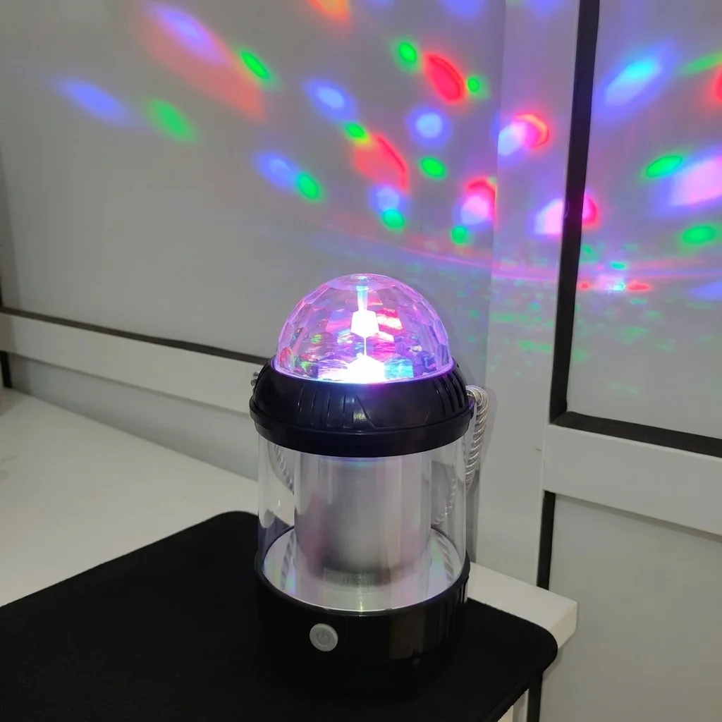 Boule Disco LED HW-978A - Lampe Projecteur RGB Rotative + Power Bank 1500mAh USB-C