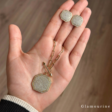 Ensemble Collier & boucles -Rosalia- en rose gold