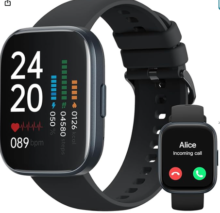 ساعة ذكية للجنسين من ترو فري، بمكالمات بلوتوث وشاشة لمس 1.96 بوصة، تتبع اللياقة البدنية ومراقب النوم ومعدل ضربات القلب والأكسجين في الدم، مع تصنيف IP68 لمقاومة المياه لجوالات اندرويد وiOS، أس