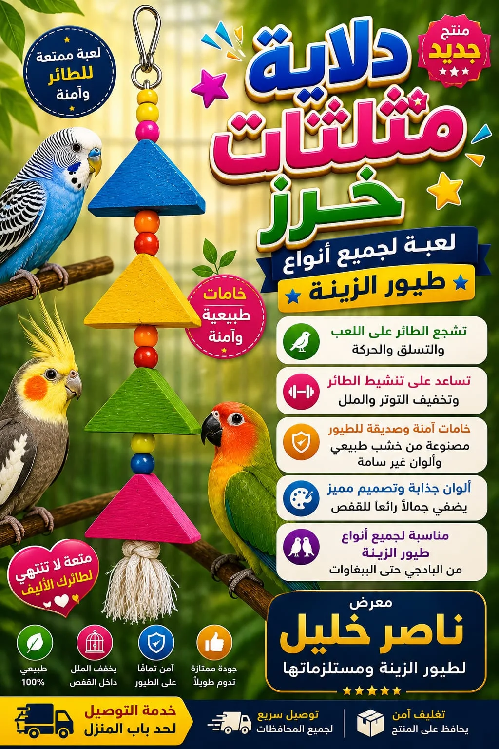 دلاية مثلثات خرز لعب عصافير