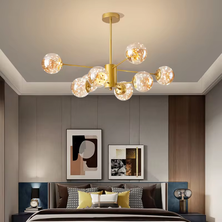 Lustre Plafonnier Salon Led 48W 8 Boules 3 Couleurs 3000K 4000k 6500K K681