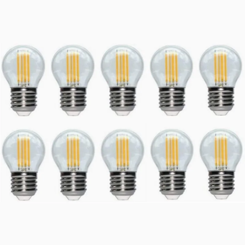 Lampe sphérique LED filament G45 base E27 4W Lumière blanche 6500k