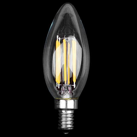 Lampe flamme LED filament C35 base E14 4W Lumière Blanche 6500k