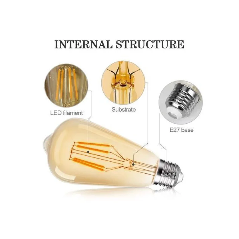Lampe filament base E27 4W Lumière Jaune 3000k