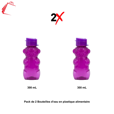 Pack de 2 Bouteilles d’eau en plastique alimentaire