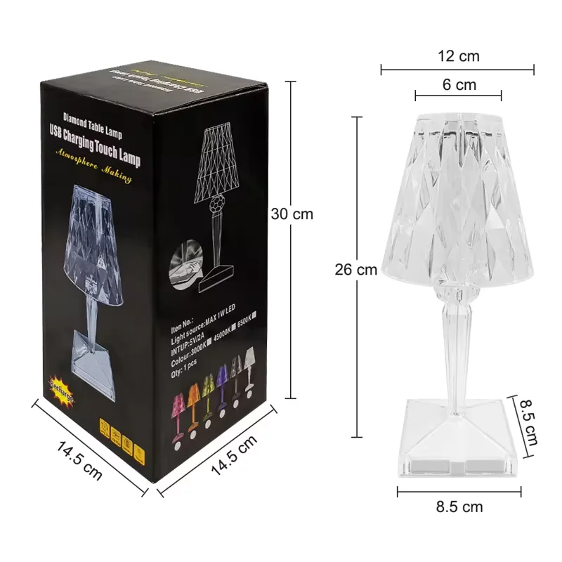 💎 Lampe LED en Cristal USB avec Interrupteur Tactile 💎