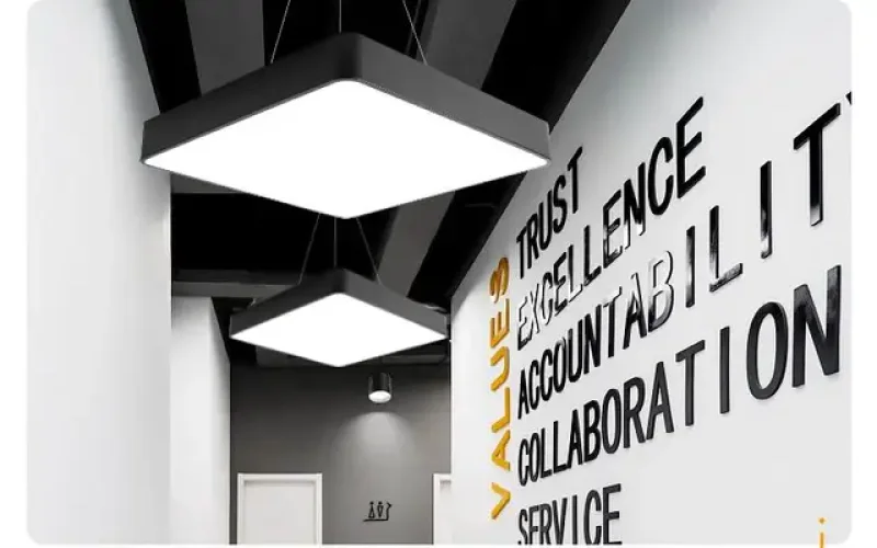 Lustre carré créative Led noir 60CM fil réglable 6500K BGD704