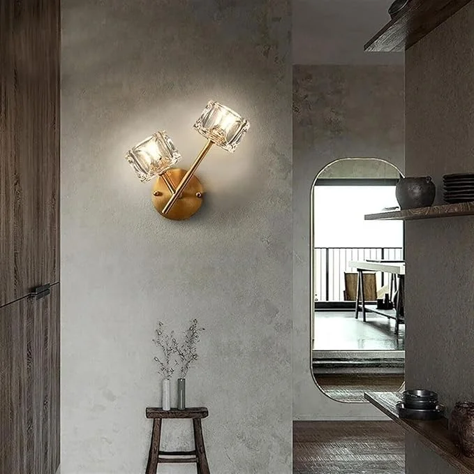 Lampe de Chevet en Cristal et Cuivre
