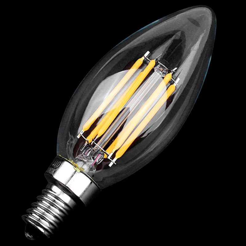 Lampe flamme LED filament C35 base E14 4W Lumière Blanche 6500k