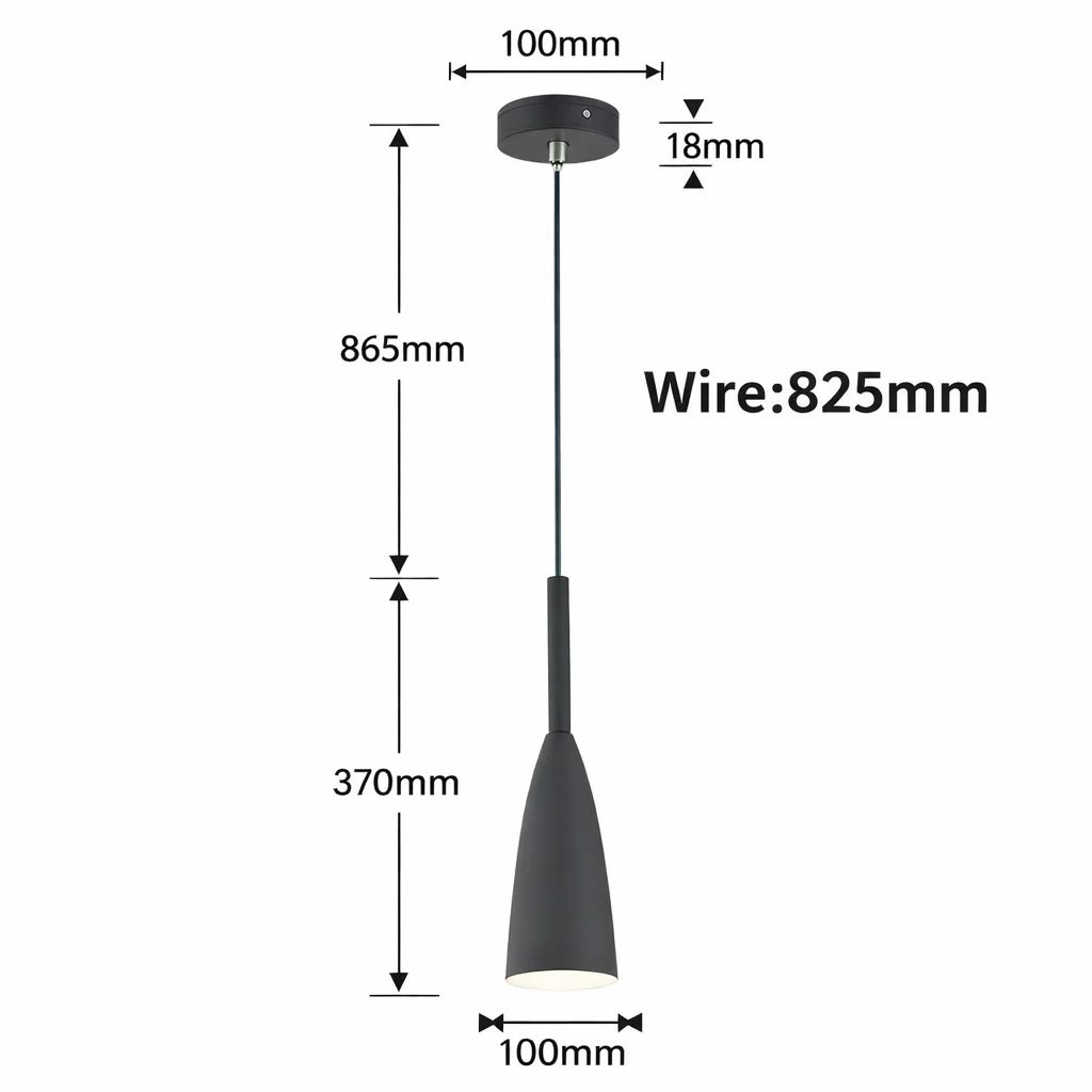 Petite Suspension Tube Noir Mat