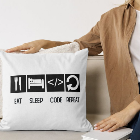 Coussin Eat Slip Code Repeat
