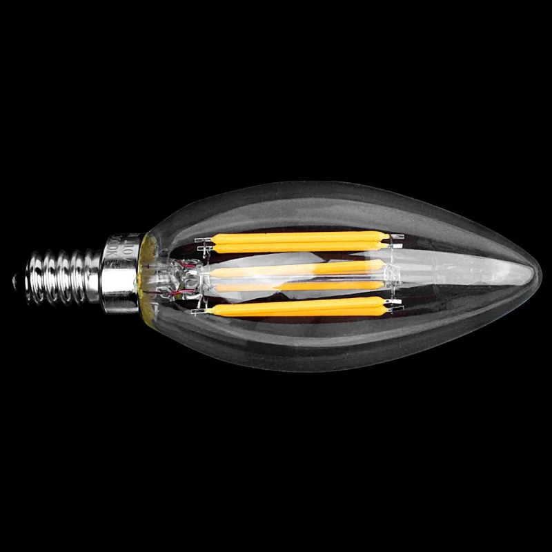 Lampe flamme LED filament C35 base E14 4W Lumière Blanche 6500k