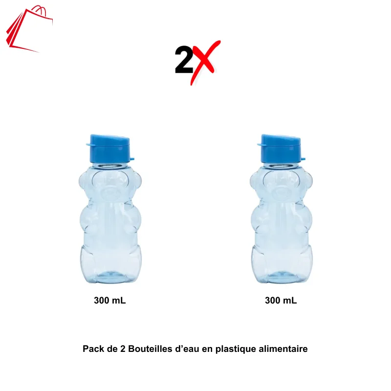 Pack de 2 Bouteilles d’eau en plastique alimentaire