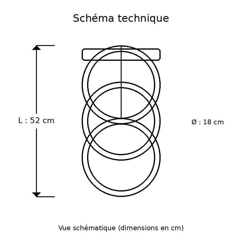 Lustre Plafonnier 3 Anneaux LED