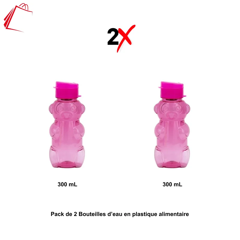 Pack de 2 Bouteilles d’eau en plastique alimentaire