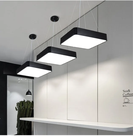 Lustre carré créative Led noir 60CM fil réglable 6500K BGD704