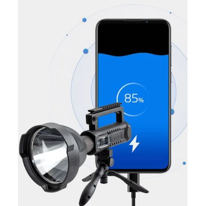 Projecteur de chasse solaire de 1500 lumens, power bank, lumière latérale de camping, lumière d’avertissement