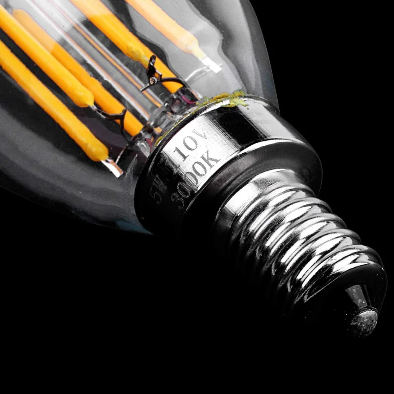 Lampe flamme LED filament C35 base E14 4W Lumière Blanche 6500k