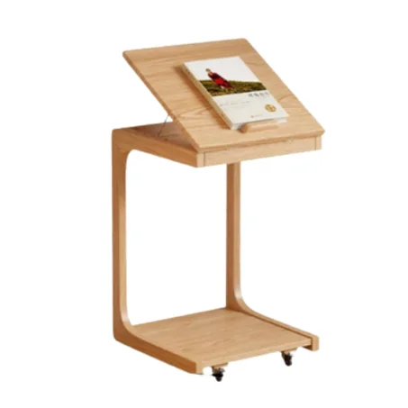 طاولة لابتوب جانبية خشبية متحركة وقابلة للإمالة
