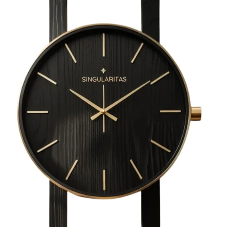 ساعة حائط فاخرة باللون الأسود والذهبي