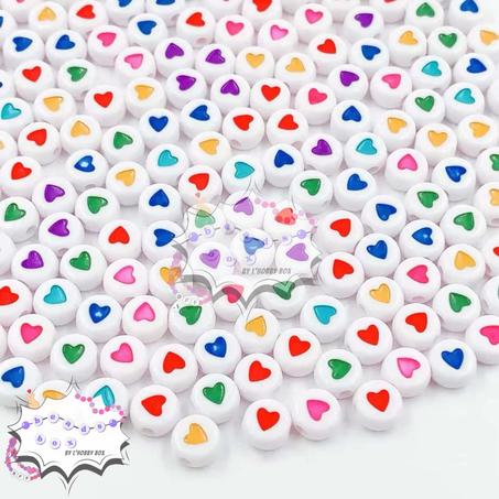 100 Perles Cœur multicolores