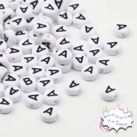 100 Perles Alphabet Noir et Blanc  - Lettre A