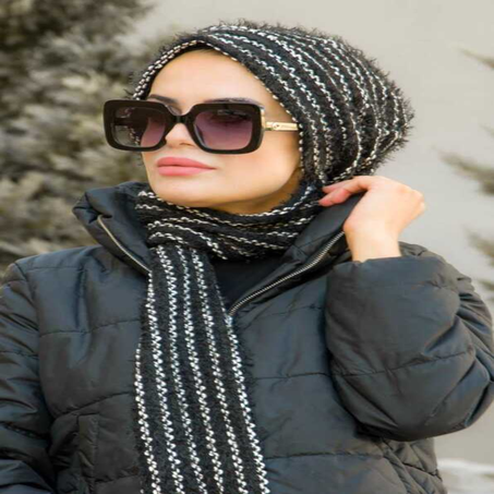 بونيه محتشم كاشيه أحمر أسود أسود مخطط نسائي