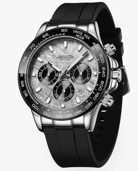 TERRIFI Multifunctional Men’s Watch, Black Quartz Analog Wrist Watch, Waterproof Sport Watch with Luminous Display, Calendar & Chronograph Timer, for Men