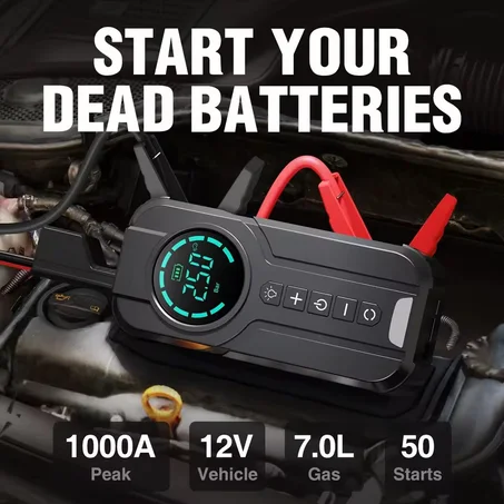 جهاز تشغيل السيارة ومنفاخ إطارات - Démarreur de Batteries et Gonfleur de Pneus  pour Voitures