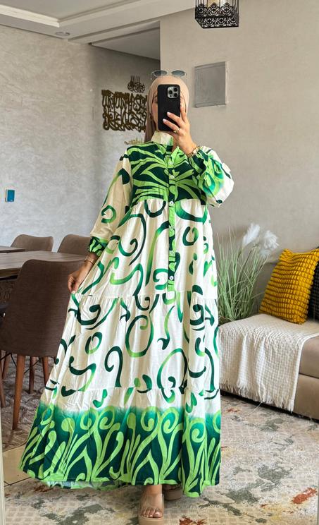 كسوة أنيقة وعصرية بتصميم فني مميز! ✨ مصنوعة من ثوب لولان ناعم وخفيف