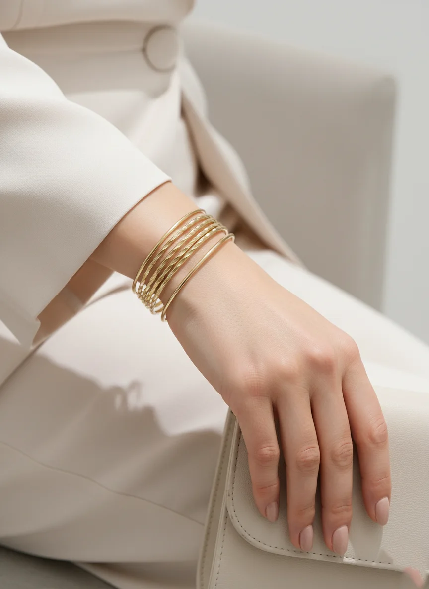 LUMIÈRE D’OR – Set de 7 Bracelets Élégance