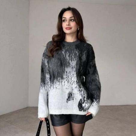 “Pull oversize en dégradé noir et gris  🖤✨”Ref 10