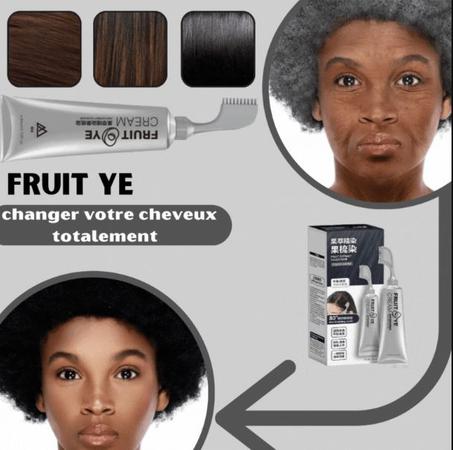 Crème professionnelle de coloration capillaire sans odeur et sans dommage qui élimine définitivement les cheveux blancs.
