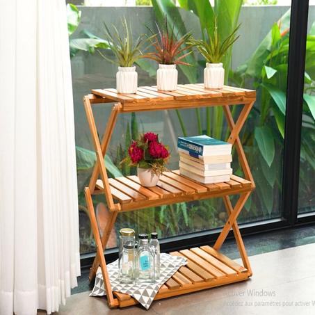 الرف الخشبي متعدد الطبقات القابل للطي