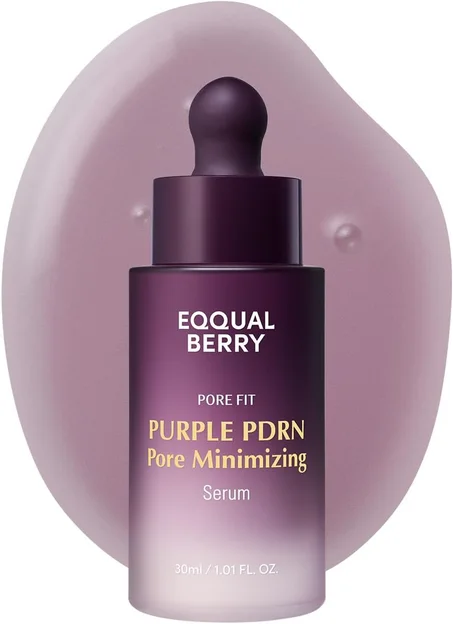 EQQUALBERRY Purple PDRN Pore Minimizing Serum – Vegan Collagen & Peptides for Pore Refining & Skin Elasticity | Niacinamide & CICA Exosome for Calming | Korean Glass Skin, 1.01 FL OZ