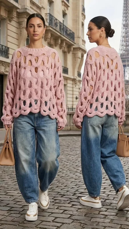 Pull ajouré tendance taille standard