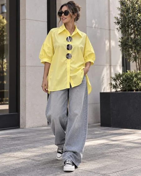 Chemise oversize avec manches bouffantes