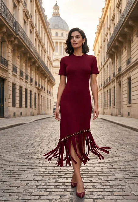Robe à franges élégante et chic