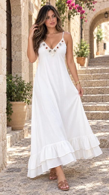 Robe en crochet avec coquillages