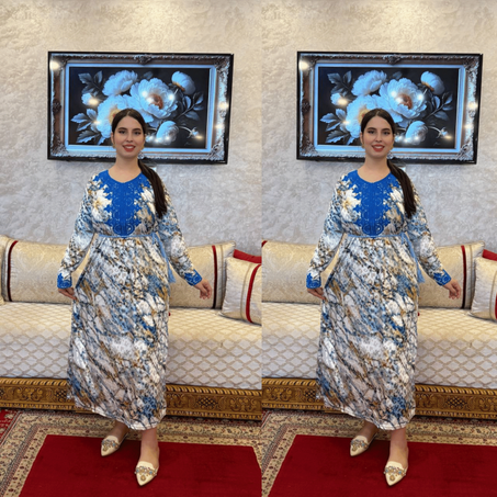 لجديييييد سيدتي   تألقي في حلة جديييدة   كاندورة مبرة محفرة موضيل أكتر أكتر من رائع مطروز في الصدر والكمام   بنوار حزام + بيجامة 2بياس رائعة جدا