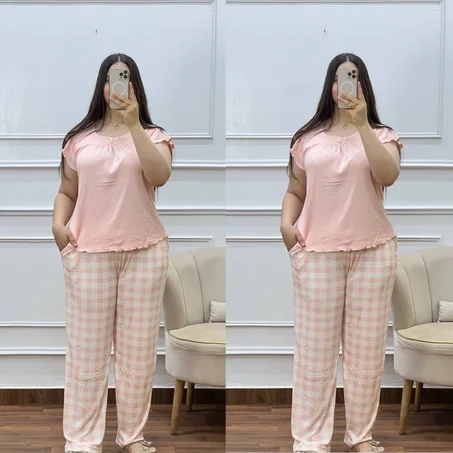الجديييد سيدتي بيجامة صيفية للمنزل توب بيكي عالي الجودة موضيل انيق و مريح لصيف جميل و افضل