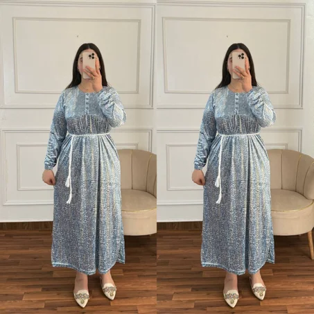 طويلة مرايا جوهرة بالحزام أنيقة وهماوية تصميم راقي ومميز