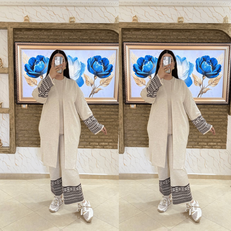 نصومبل طقم 3 بياس بحلة جديدة مختلفة كاب طويل +سروال عريض ناعم+جيلي صوفي   تصميم تركي متميز جودة عالية مضمونة %100 مريح و غير مسبب للحساسية