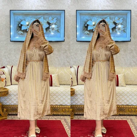 كاندورة مريا شال جوهرة تصميم راقي ومميز (متكون من كاندورة +حزام+شال)