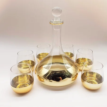 Carafe + 6 tasse doré