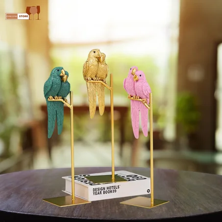 Résine Statue de couple de perroquet en résine