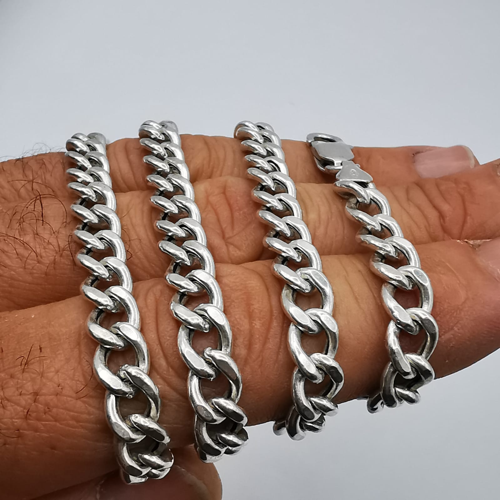 Vintage Unusual 925 Sterling Silver Chain Necklace, Signed