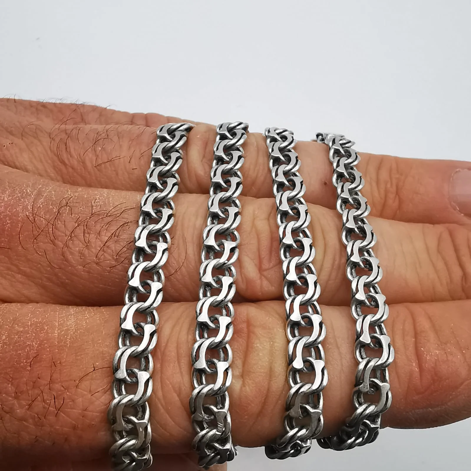 Vintage Unusual 925 Sterling Silver Chain Necklace, Signed Fine