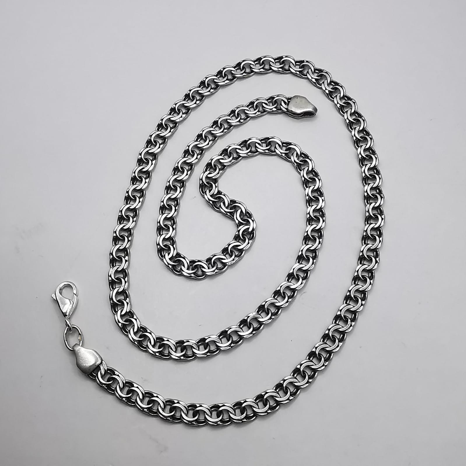 Vintage Unusual 925 Sterling Silver Chain Necklace, Signed