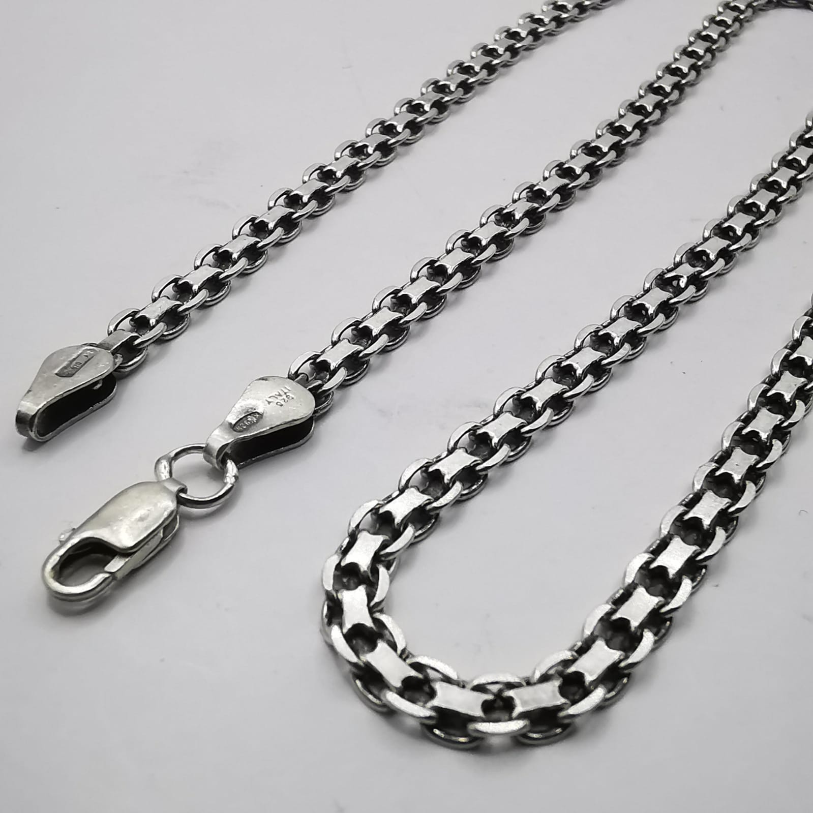 Vintage Unusual 925 Sterling Silver Chain Necklace, Signed